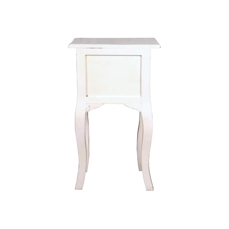Distressed White Wood Side Table - Fully Assembled End Table for Living Room Bedroom - 27.25
