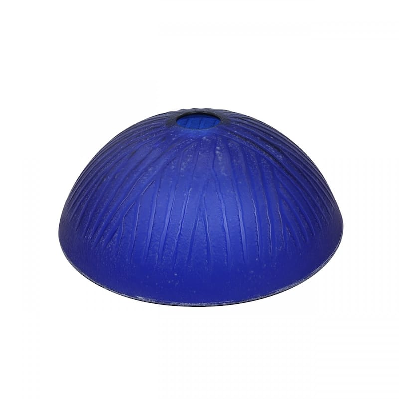 Vessel Sink Blue Tempered Glass Artistic Round Frosted Glass Bathroom Countertop 12" x 12" x 4.88" with Pop-Up Drain