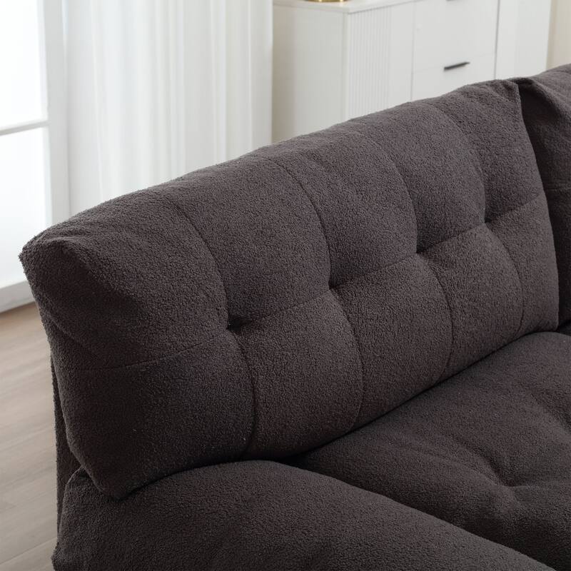 96.46'' Fabric 2 Seater Sofa Couch with Comfy Padded Design and Cloud Style, Plastic Feet, for Living Room and Apartment