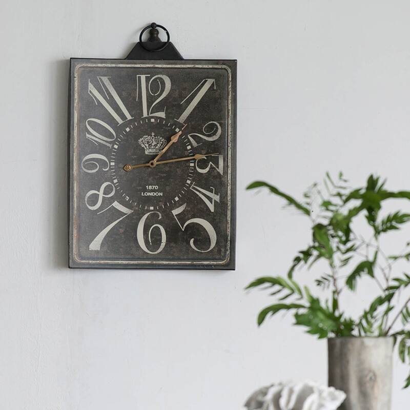 Vintage Style Rectangular Wall Clock - 25.5" - Black and White