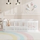 preview thumbnail 2 of 10, Enchanting Wood Twin Size Floor Bed Frame with Protective Fence by Harper & Bright Designs