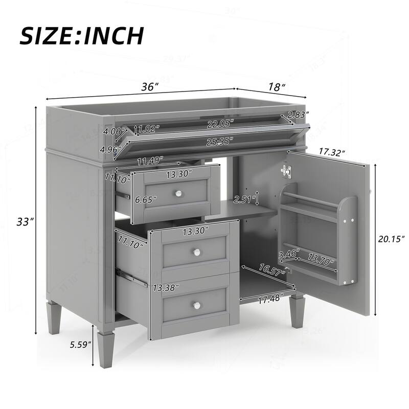 Modern Bathroom Vanity with Multiple Drawers