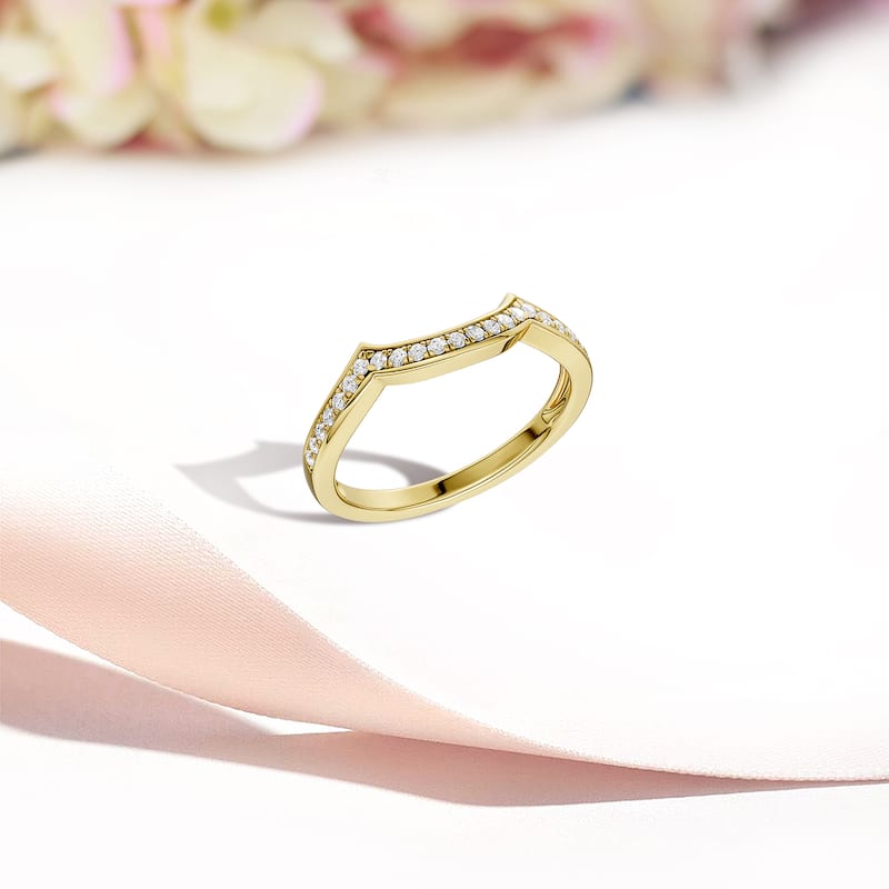 1/6ct TDW Diamond Contour Wedding Band in 10K Gold for Women