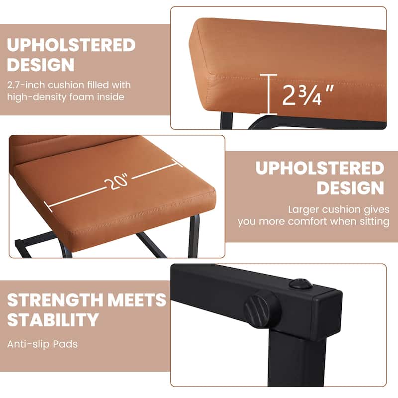 Dining Chairs Set of 2, Upholstered Kitchen Chairs with Metal Legs, Armless Chair with Comfortable Seat for Dining Room