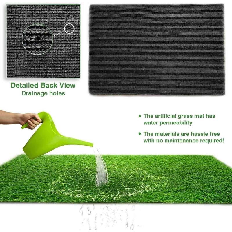 3ft x 32ft Premium Artificial Turf Mat with Drainage Holes. Thick Fake Grass with Rubber Backing