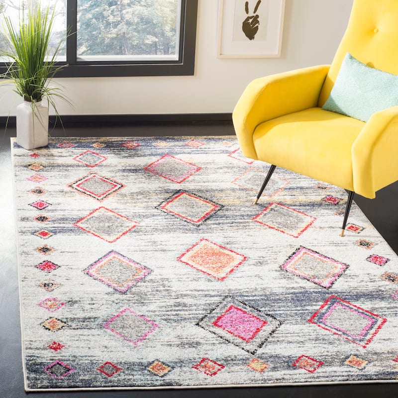 SAFAVIEH Adirondack Adalet Vintage Boho Oriental Rug - 9' x 12' - Light Grey/Red