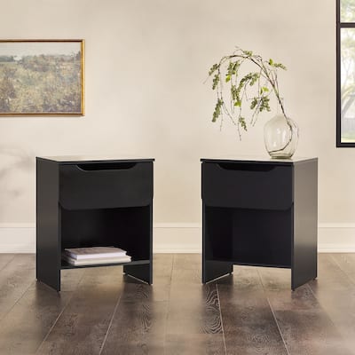 Middlebrook Designs Modern 1-Drawer Nightstand with Cubby (Set of 2)