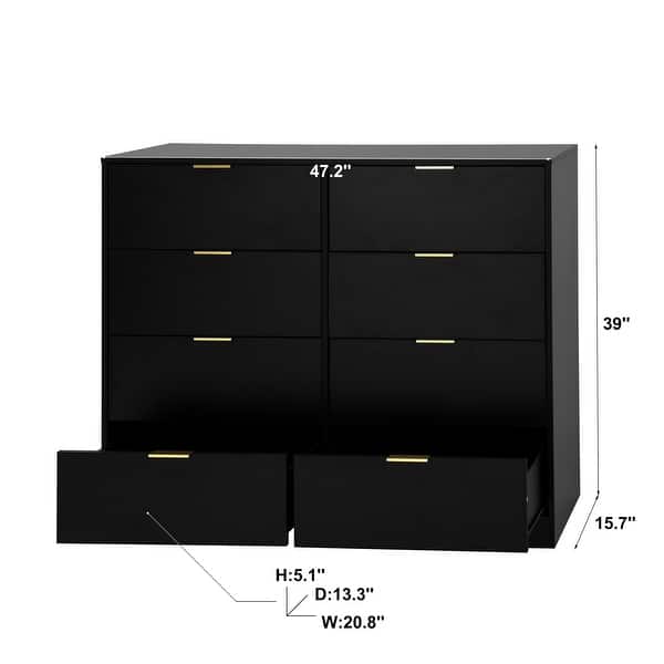 black short dresser Eight-Drawer Dresser, Smooth-Glide Drawer System, Black, Modern - On Sale - Bed Bath & Beyond event:Cruise Glissade Glove Color:Lilac Print moon drawer pulls complete