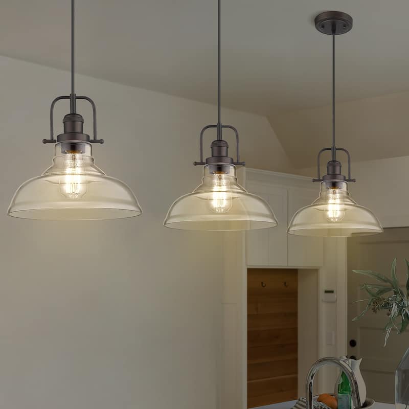 1-Light Pendant Lighting with Clear Glass Shade