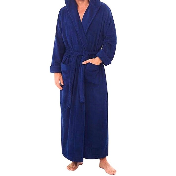 Shop Ross Michaels Men S Robes Blue Size 2xl Cozy Hooded Fleece