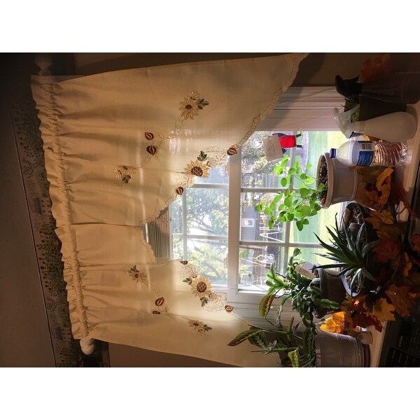 Top Product Reviews For Embroidered Sunflower Kitchen Curtains Separates Tier Swag And Valance Options 10199186 Overstock