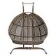 preview thumbnail 4 of 4, Wicker Hanging Double-Seat Swing Chair with Stand and Cushion