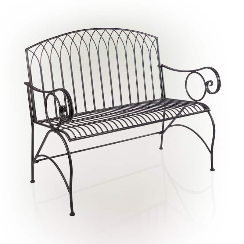 Alpine Corporation 44"L Indoor/Outdoor 2-Person Classic Metal Garden Bench