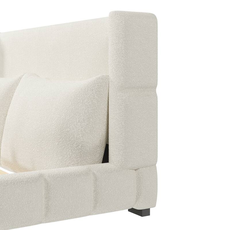 Upholstered Platform Bed with 2 Cushioned Pillows by Harper&Bright Designs