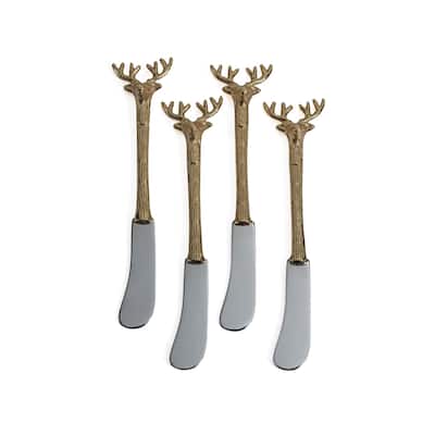 Peura Stag's Head Butter Knives, Set of 4