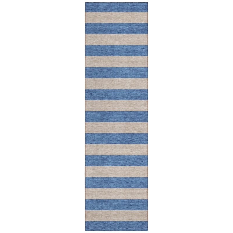 Machine Washable Indoor/ Outdoor Cabana Stripe Chantille Rug