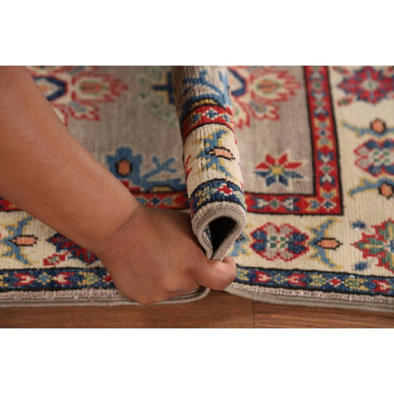 Geometric Kazak Oriental Foyer Rug Handmade Wool Carpet - 1'11" x 2'11"