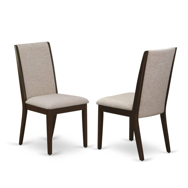 East West Furniture Lancy Parson Chairs - Linen Fabric Padded Dining Chairs, Set of 2, (Finish Options)