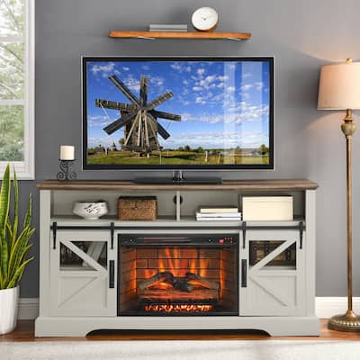60 Inch Electric Fireplace Entertainment Center With Door Sensor