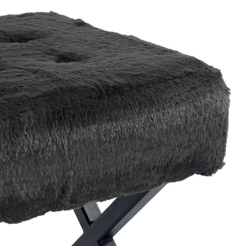 FauxFur Ottoman Vanity Stool 19"X19"X19".