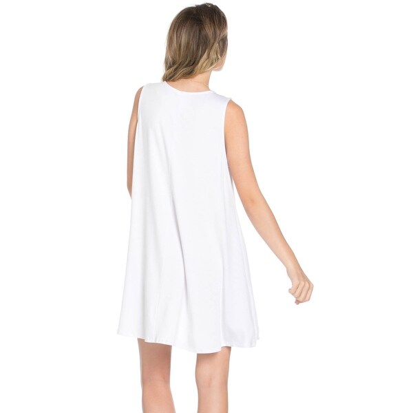 white sleeveless swing dress