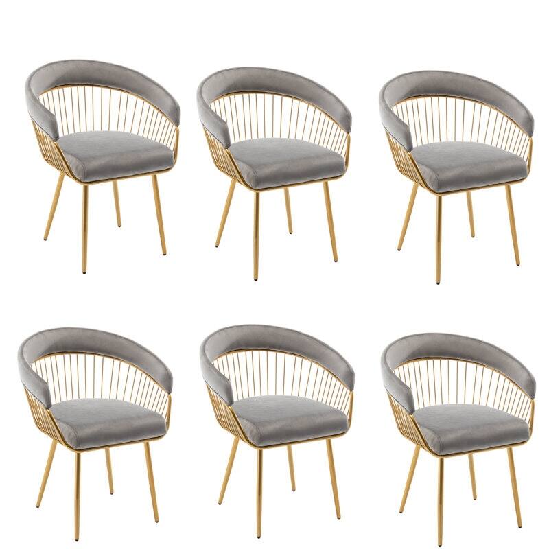 XINMICS Modern Dining Chair, Velvet Back Armchair for Living Room/Study, Set of 2/4/6 - set of 6 - Grey