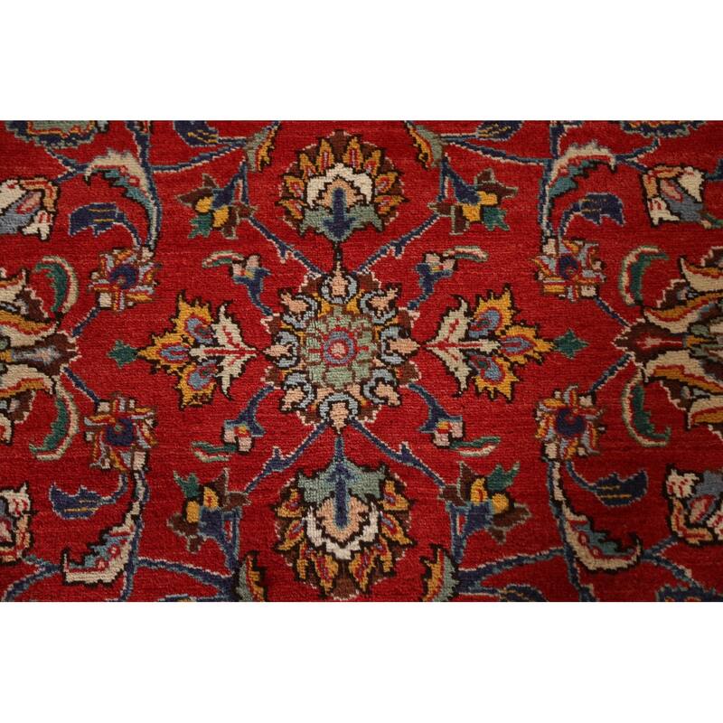 Hand Knotted Oriental 100% Wool Carpet Traditional All-Over Red Tabriz Area Rug - 16' 7'' X 10' 11''