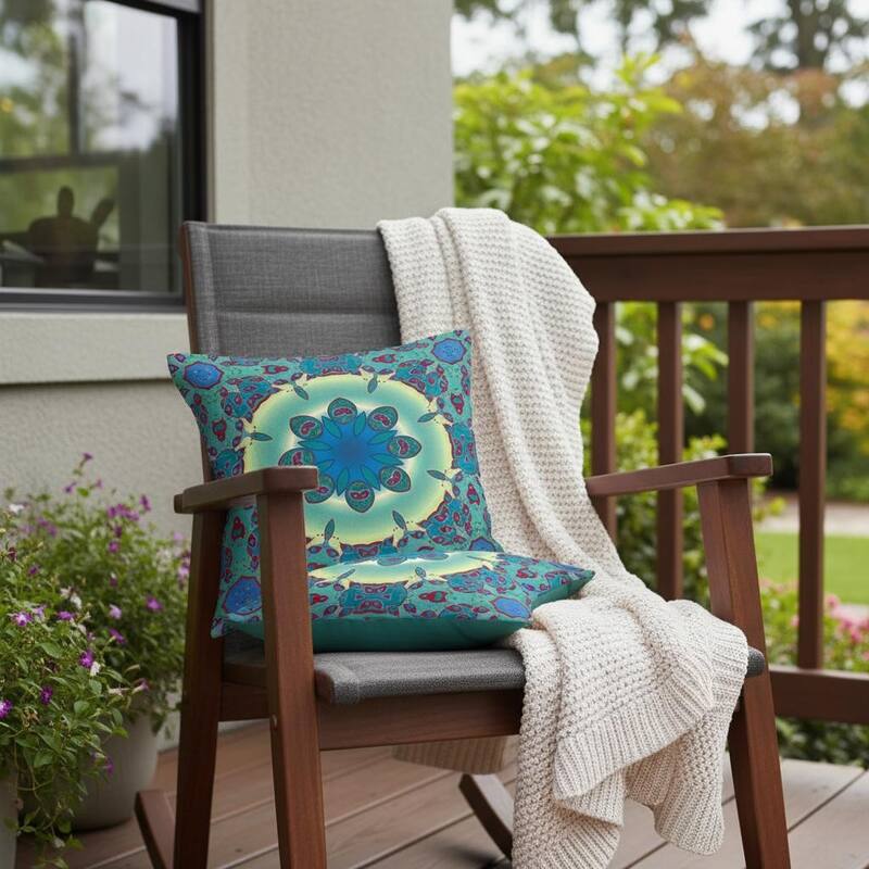 HomeRoots Set of Two 16" X 16" Green and Red Blown Seam Floral Indoor Outdoor Throw Pillow - 16.00' X '16.00' X '5.00 - Green/Red - 16.00' X '16.00' X '5.00