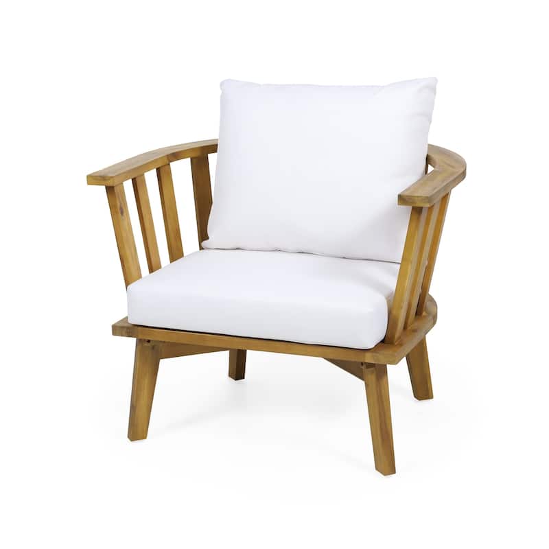 Set of 2 Acacia Patio Club Chair with Cushion by Christopher Knight Home