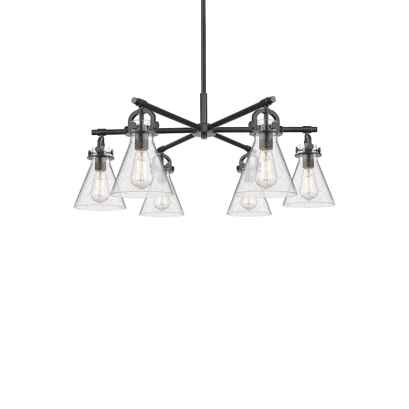Innovations Lighting 410-6CR-16-26 Newton Cone Chandelier Newton Cone - Matte Black / Seedy