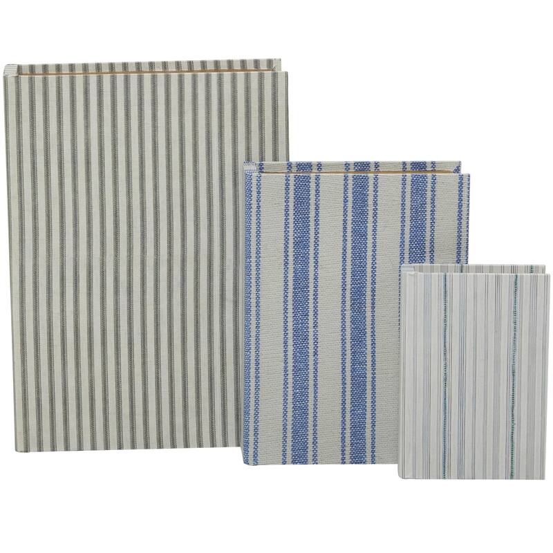 Faux Storage Book Decorative Box - Set of 3 Dark Brown, Gray, Cream, Beige, Multi Colored, Blue, White - Roche River Decor
