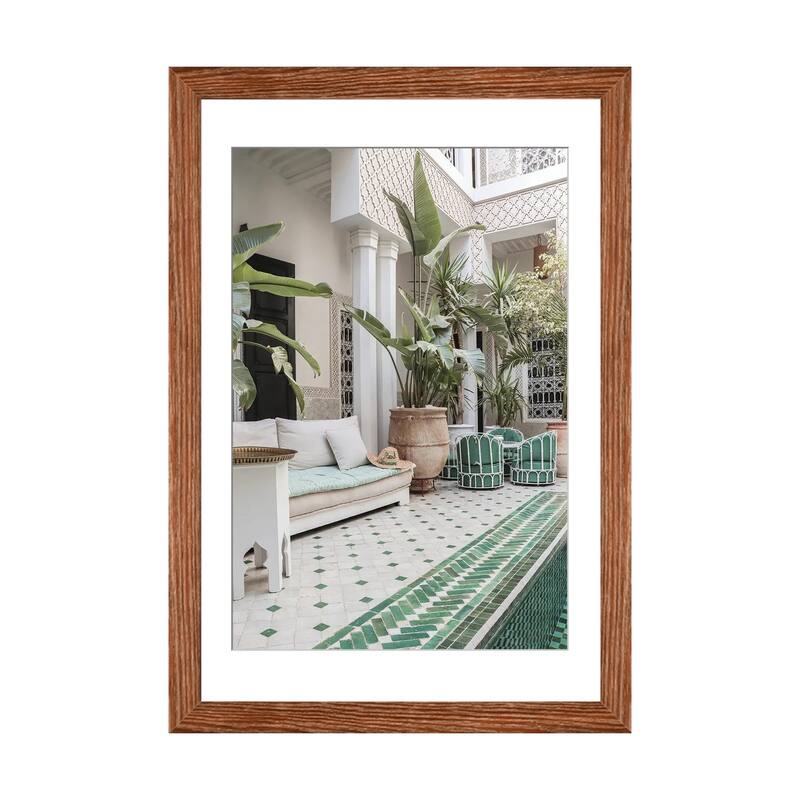 iCanvas "Tropical Riad In Marrakech" by Henrike Schenk PFA - Walnut - 24x16x1
