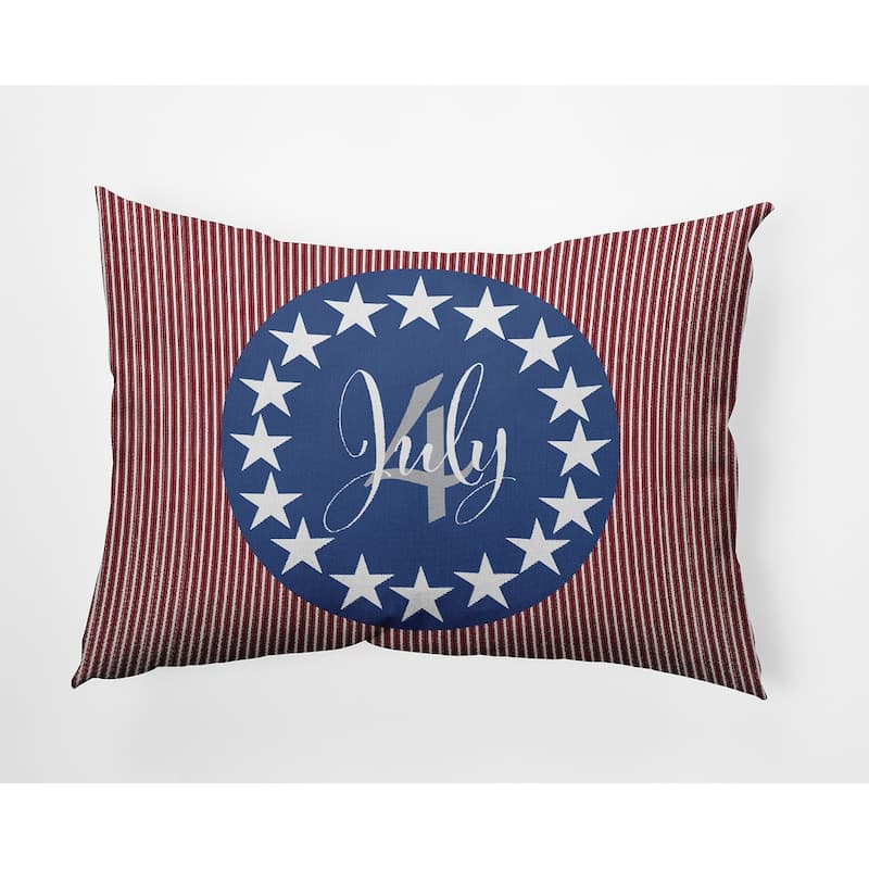 July Four Decorative Throw Pillow - 14" x 20" - Nautical Navy
