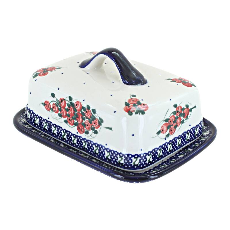 Blue Rose Polish Pottery 708 Millena Square Butter Dish - Winterberry