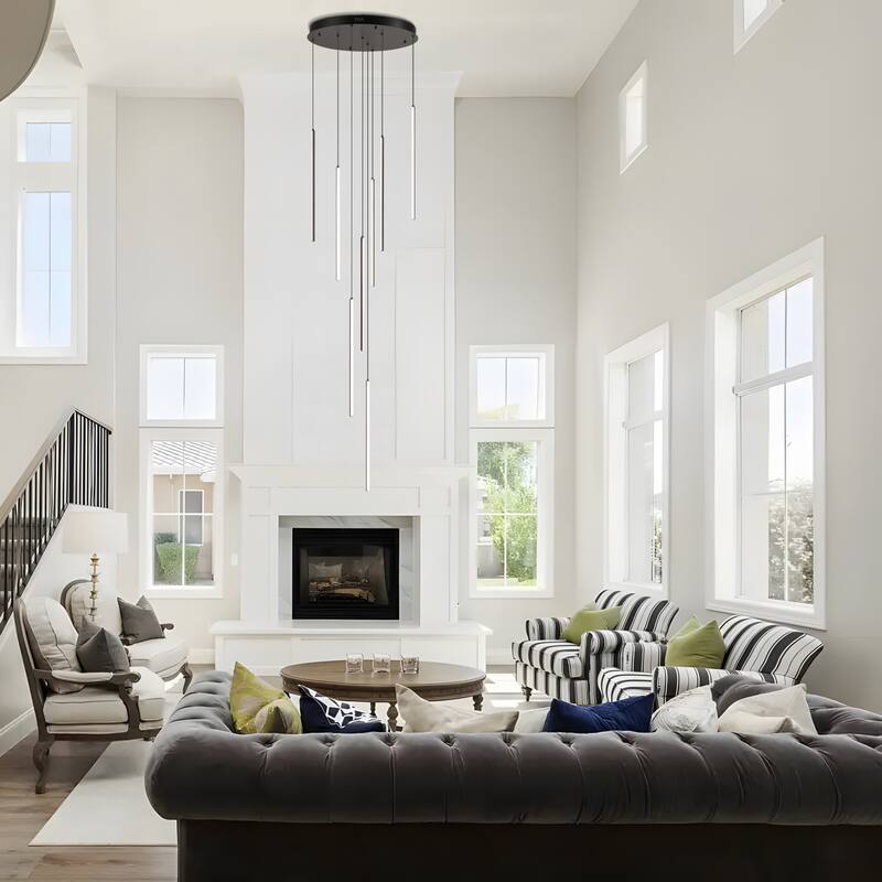 Contemporary Touch LED Drop Integrated Stairway Lighting Chandelier