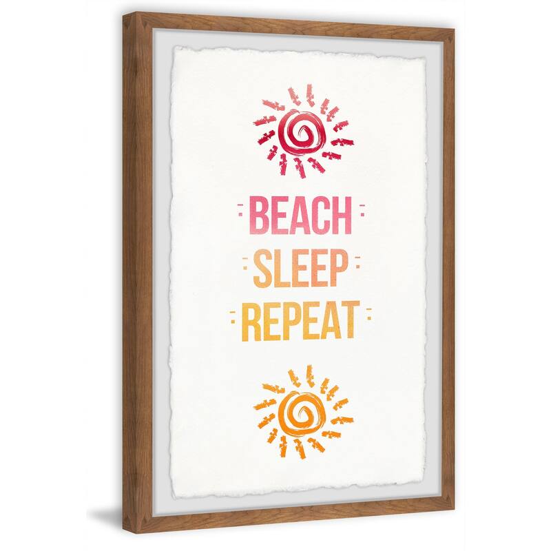 Beach Sleep Repeat Framed Wall Art, Coastal Serenity - Tranquil Ocean-Inspired Wall Décor