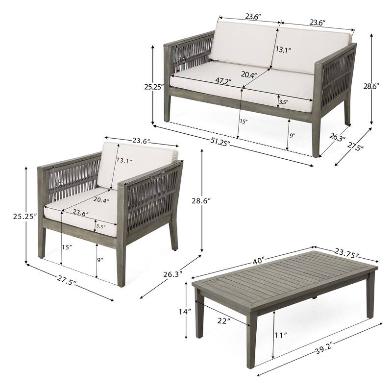 4-Pieces Outdoor Furniture with Coffee Table
