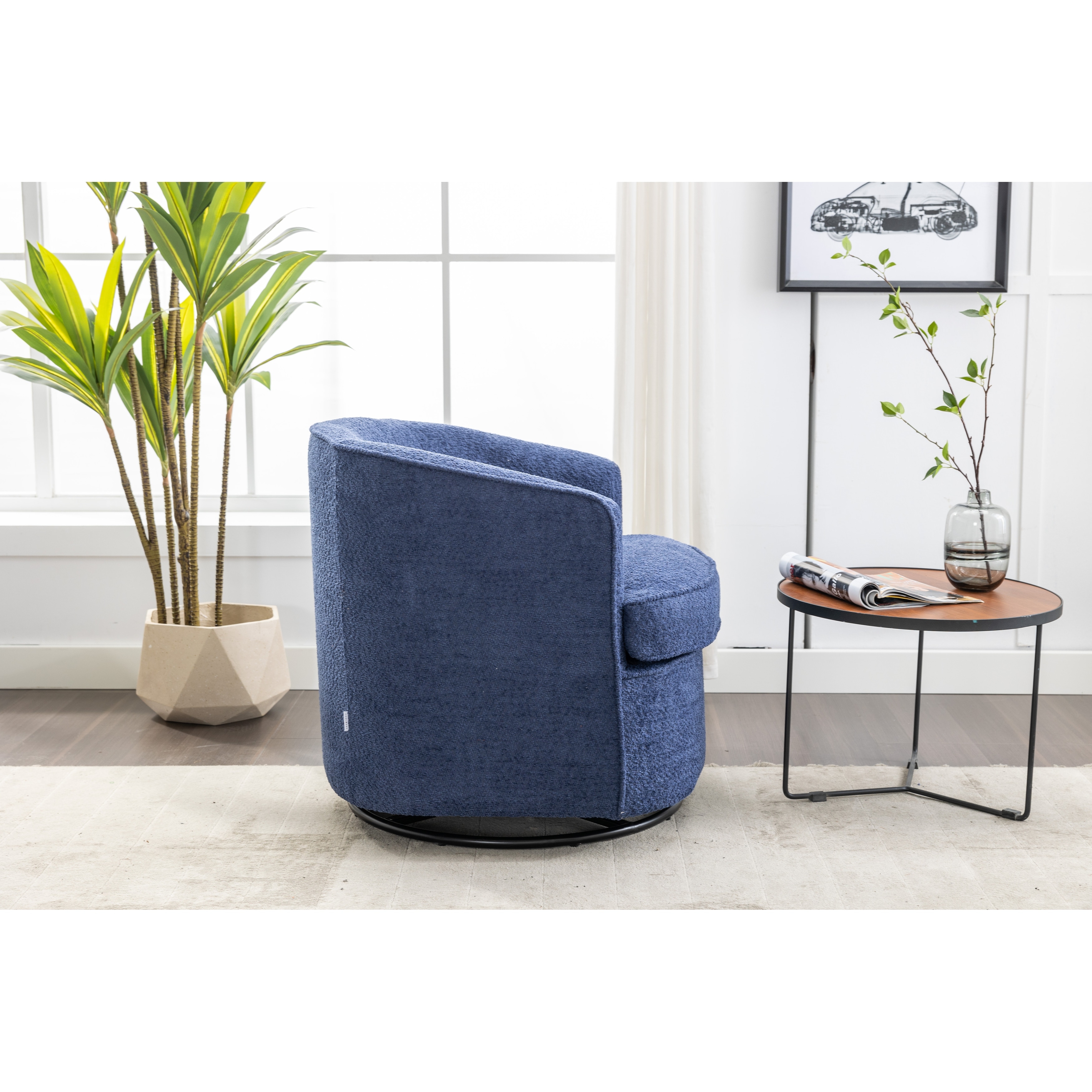 360 Degree Swivel Barrel Chair Comfy Round Accent Sofa Chair with
