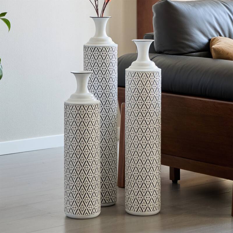 Home Decorated Floor Metal Vases (Set of 3)