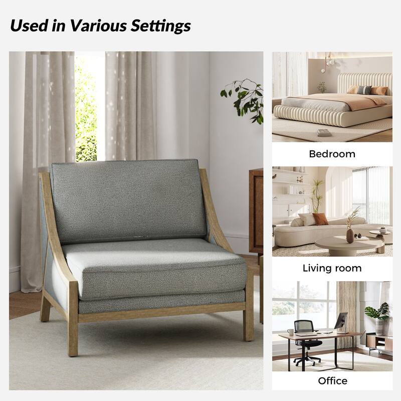 Kim Farmhouse Armchair with Solid Wood Legs
