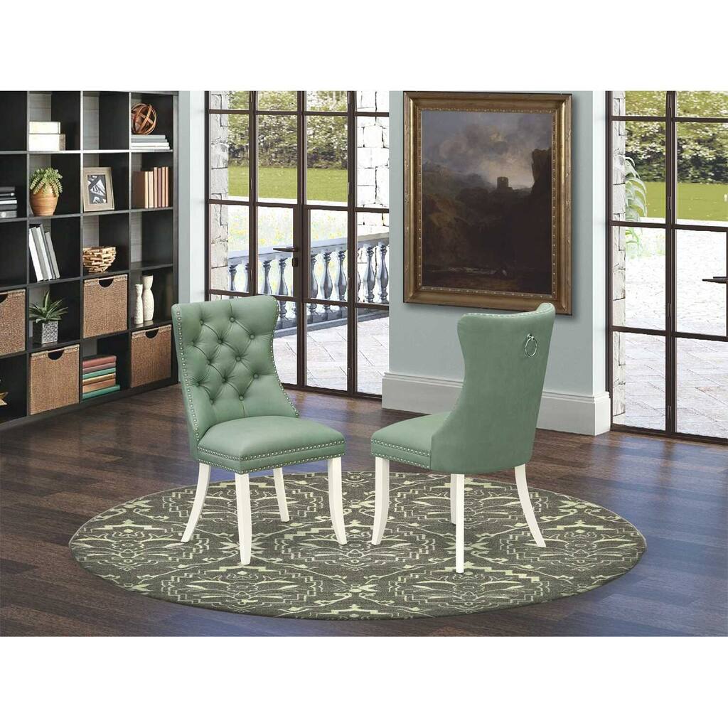 Parson Dining Chairs Set of 2 - Upholstered Kitchen Chairs with Nailhead Trim - Modern Dining Room Seating