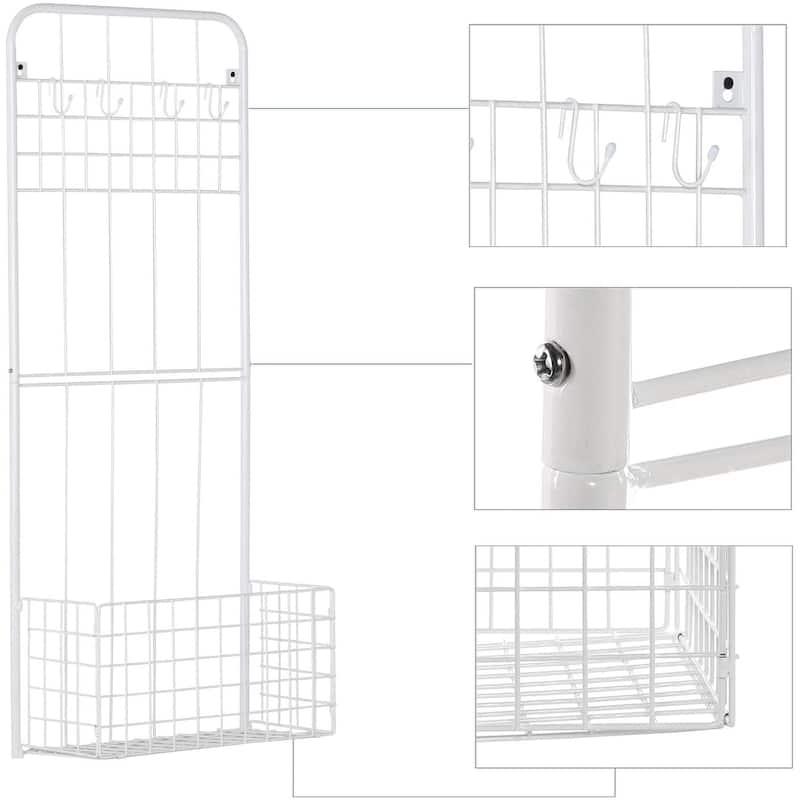 VECELO White Coat Rack,Entryway Hall Tree, Wall Shelf with Hanging Hooks