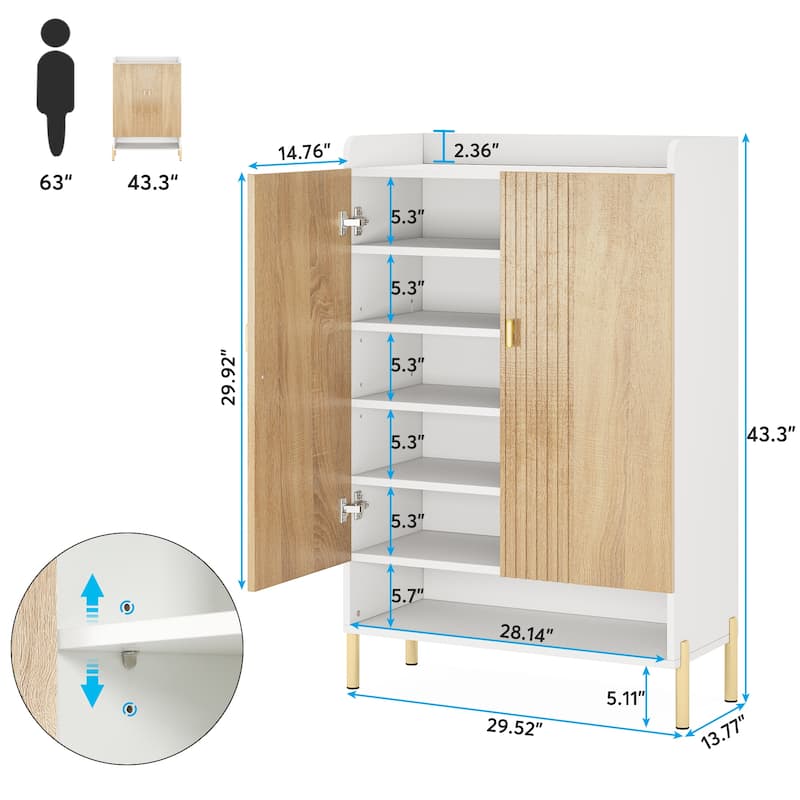 6-tier Slim Shoe Cabinet Storage Entryway for Entryway, Hallway