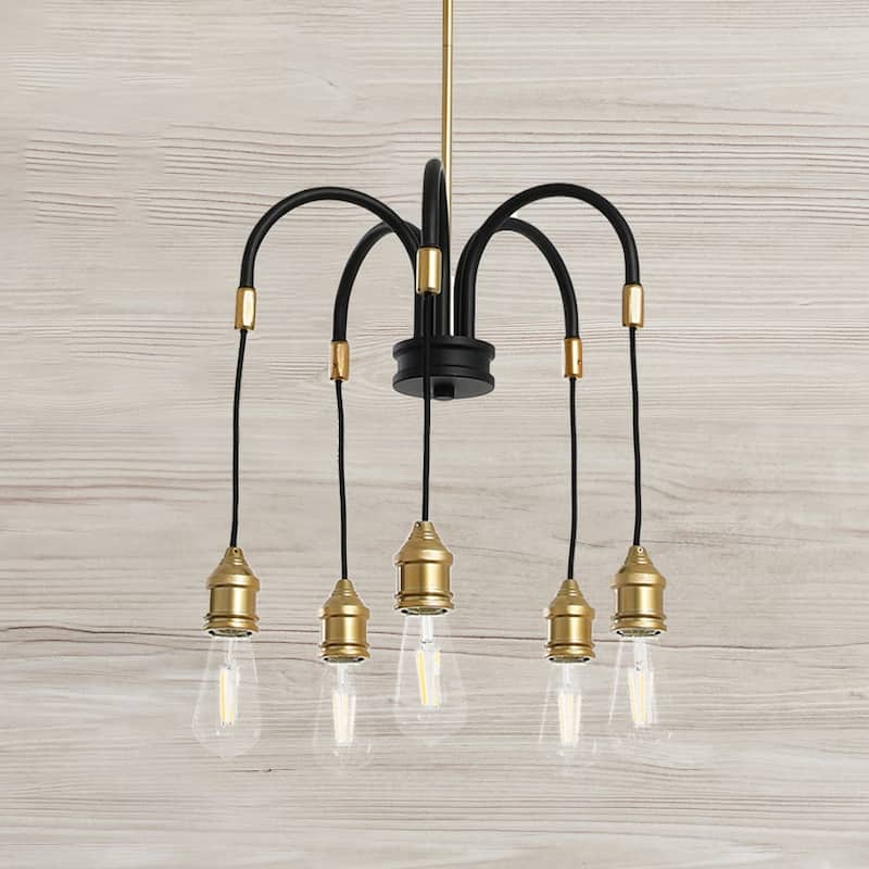 Robert Stevenson Lighting Harper - Exposed Bulb 5-Light Chandelier - 17.5"L x 17.5"W x 19.0"H