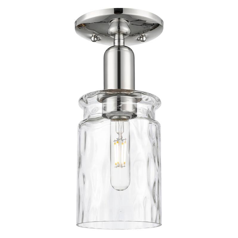 Innovations Lighting 716-1C-12-5 Candor Semi-Flush Candor 5" Wide - Polished Nickel / Clear Waterglass