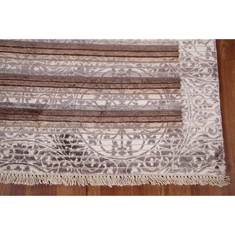 Striped / Abstract Oriental Accent Rug Handmade Wool Carpet - 2'8" x 5'0"