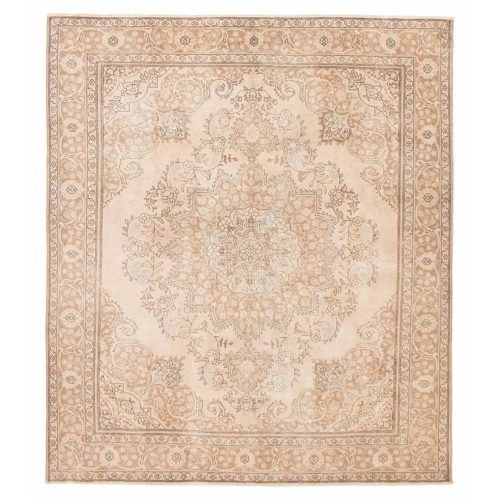 ECARPETGALLERY Hand-knotted Antalya Vintage Ivory Wool Rug - 8'2 x 9'5
