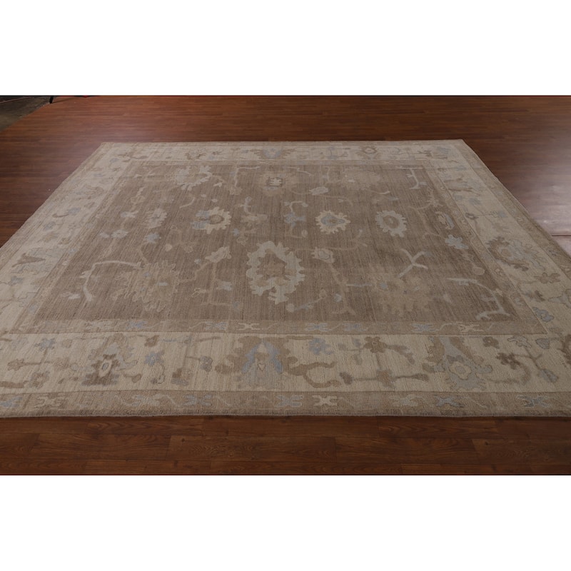 Vegetable Dye Brown Oushak Turkish Area Rug Hand-Knotted Wool Carpet - 8'2"x 10'0"
