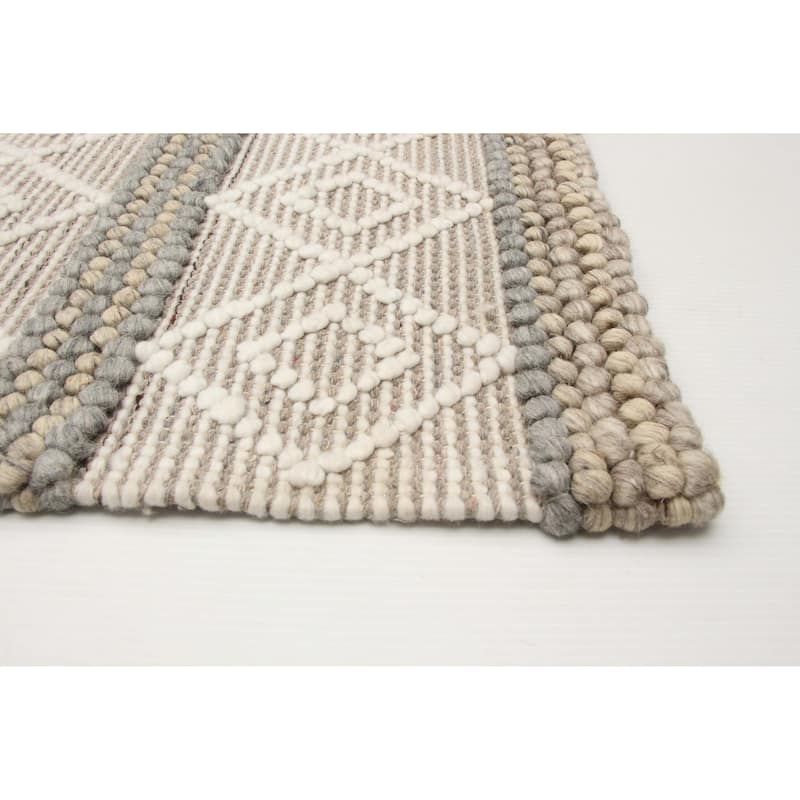 ECARPETGALLERY Braid weave Sienna Khaki Wool Rug - 5'0 x 8'2