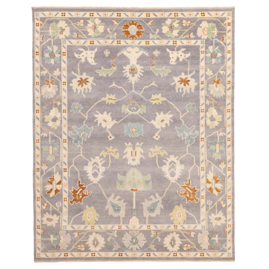 ECARPETGALLERY Hand-knotted Modern Oushak Grey Wool Rug - 7'11 x 9'11